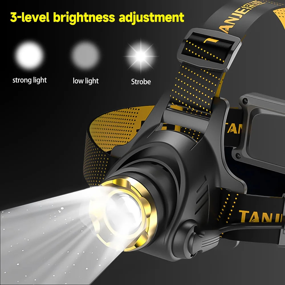 9000 Lumen LED Headlamp with Waterproof Motion Sensor