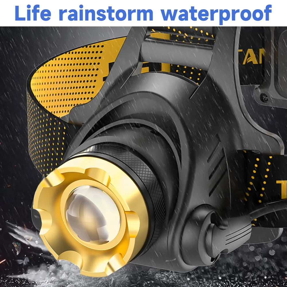 9000 Lumen LED Headlamp with Waterproof Motion Sensor