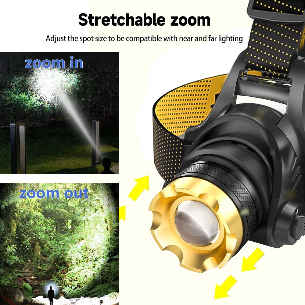 9000 Lumen LED Headlamp with Waterproof Motion Sensor